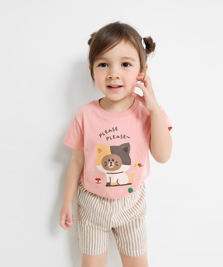 💚預訂 台灣直送💚Line Friend兩色人物動物印花親子款純棉短袖T恤