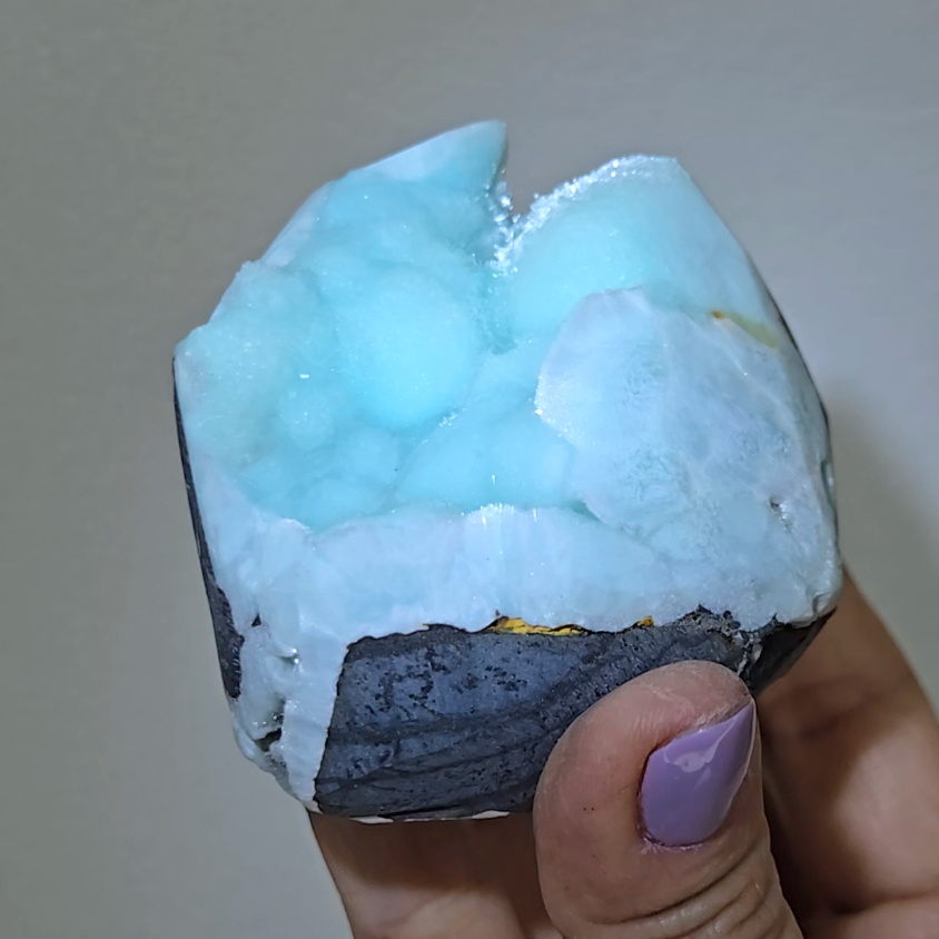 Blue aragonite with botryoidal bubble formations - AR55