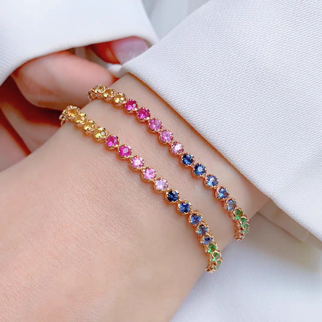 18K Fancy-color Sapphires Diamond Bracelet 