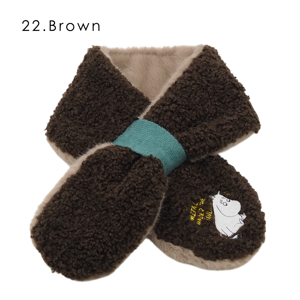 日本代購【 2026秋冬新商品 日本直送 MOOMIN 刺繡保暖 毛毛交叉 圍巾 Boa Tippet Scarf 】