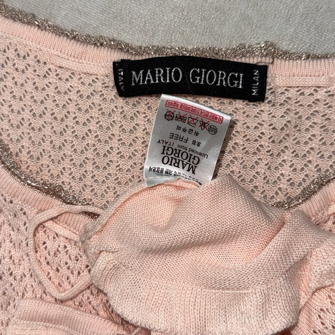 Pink Tie-Front Pointelle Cardigan