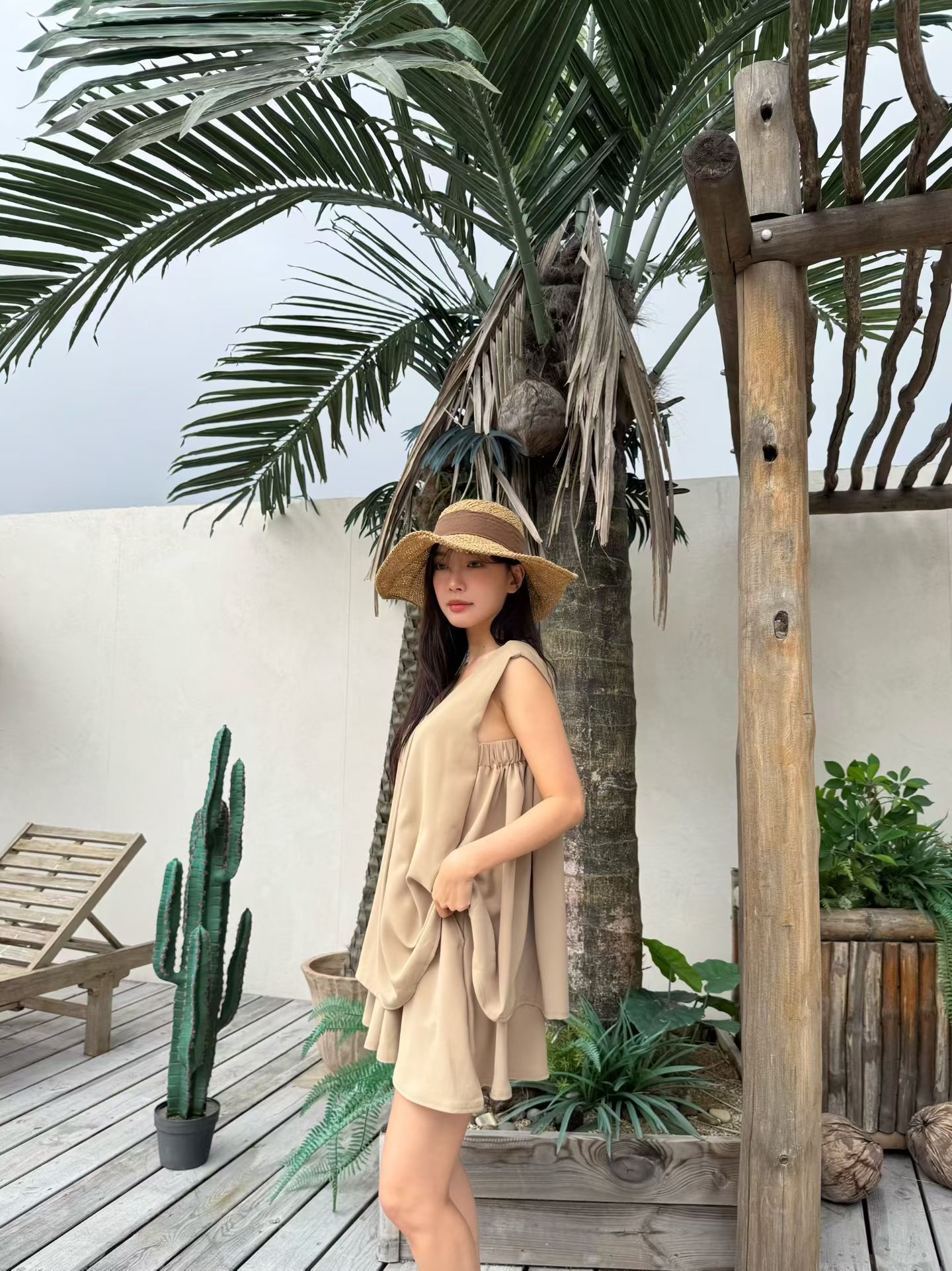 M5 橡筋腰雪紡A字裙褲