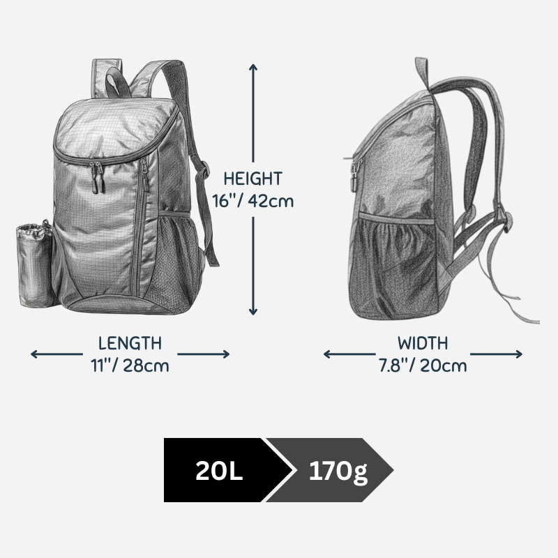 20 L Retractable Hiking Backpack / Travel Backpack