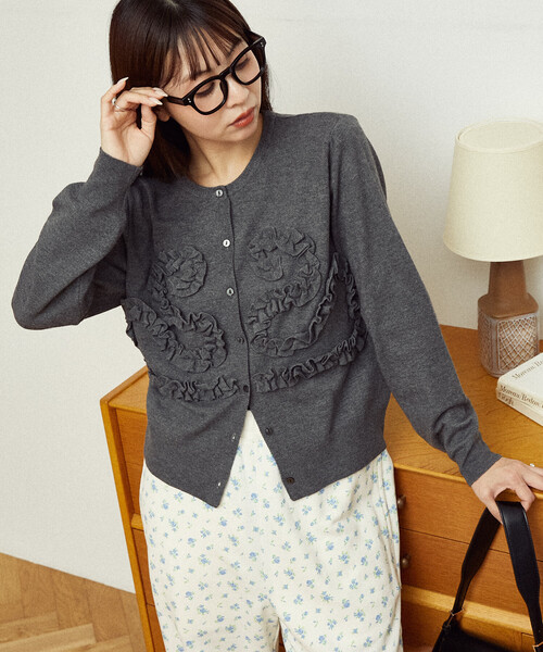 S形荷葉紋針織外套