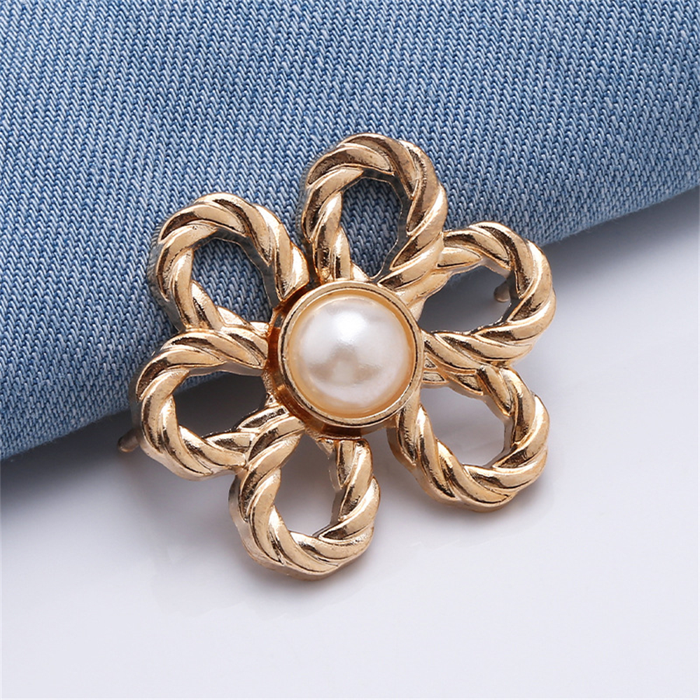 花朵收腰扣 可拆卸 免釘免縫線 腰圍調節扣 收腰對扣 金色 [平行進口] HK2728