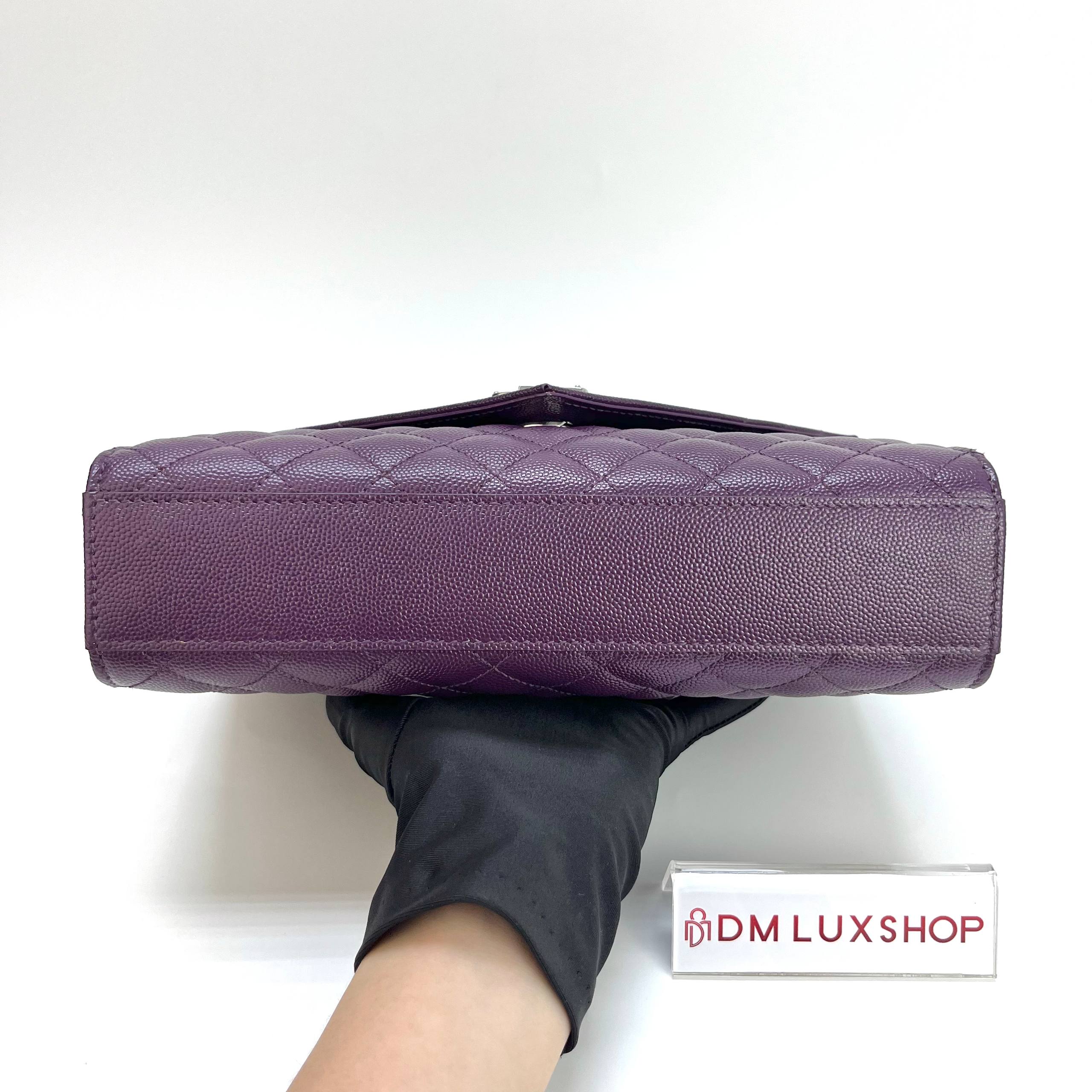 YSL Dark Purple Envelope Medium SHW