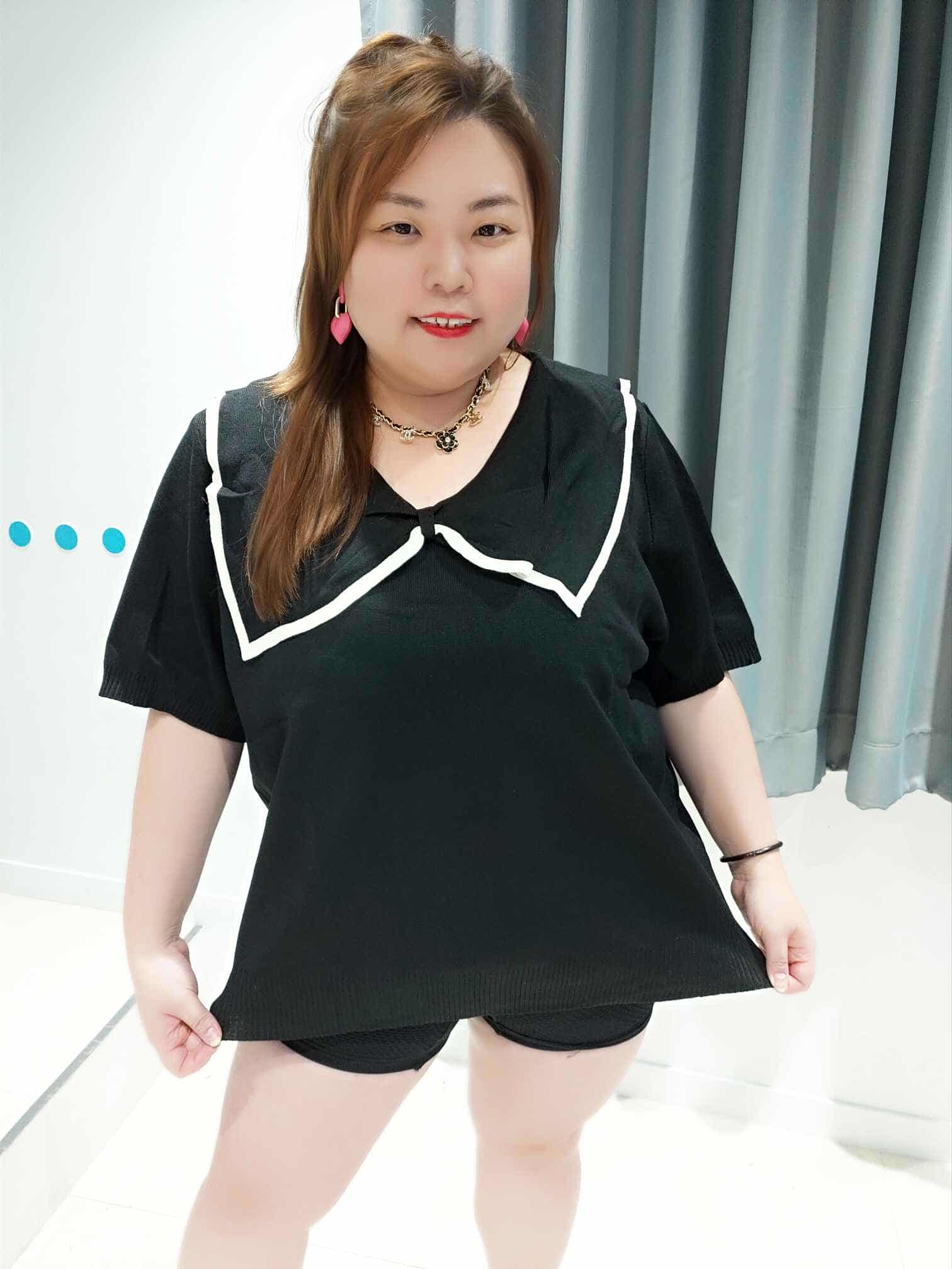 DSB07 蝴蝶结大领设计针织上衣