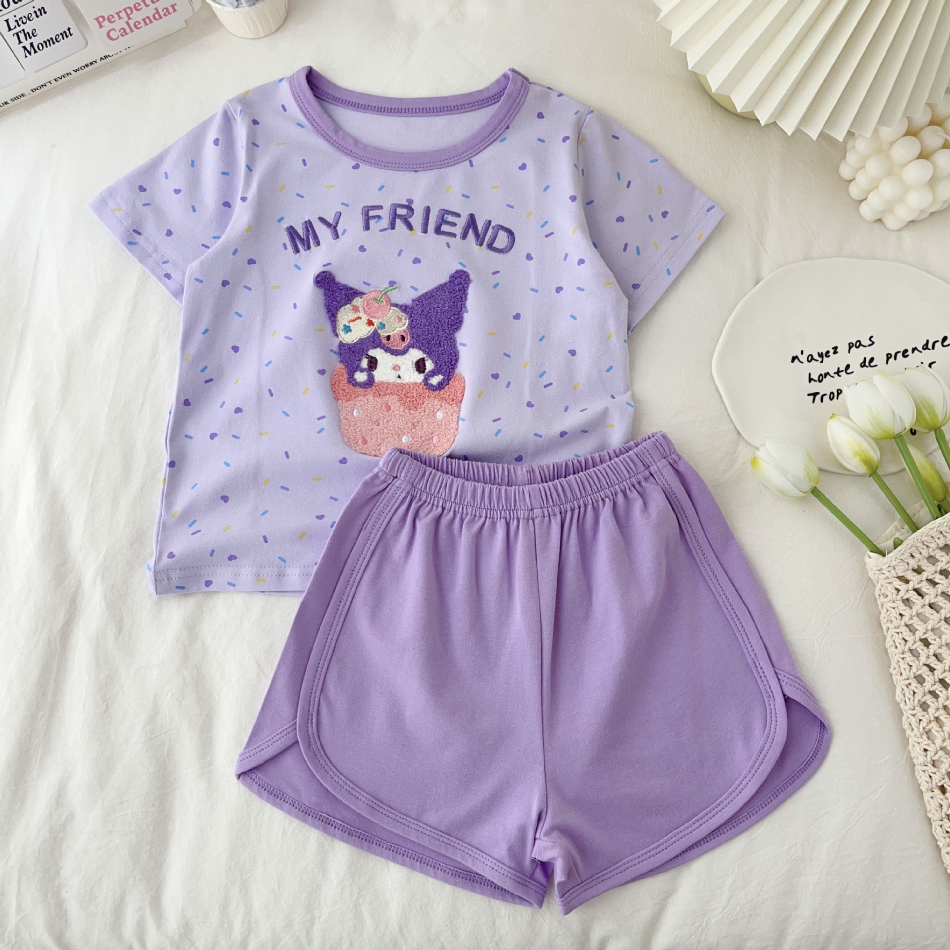 夏日新款刺繡卡通家居服