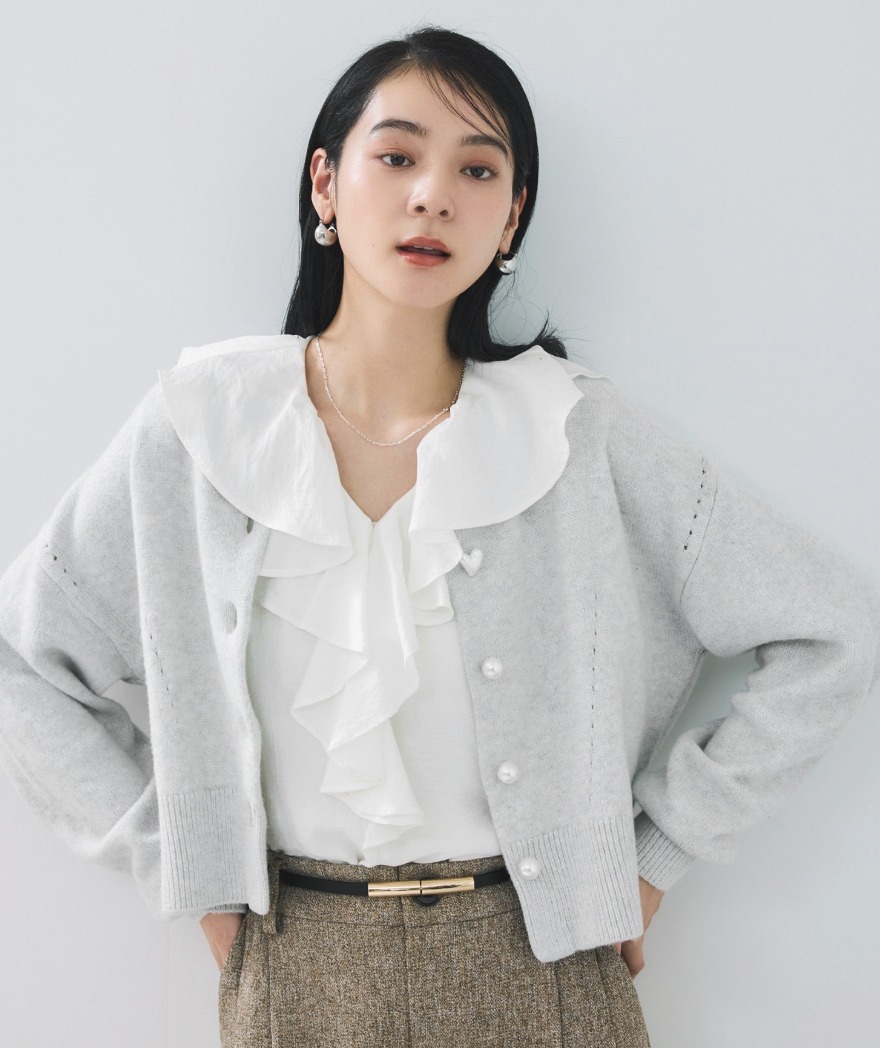 優雅荷葉邊針織開衫