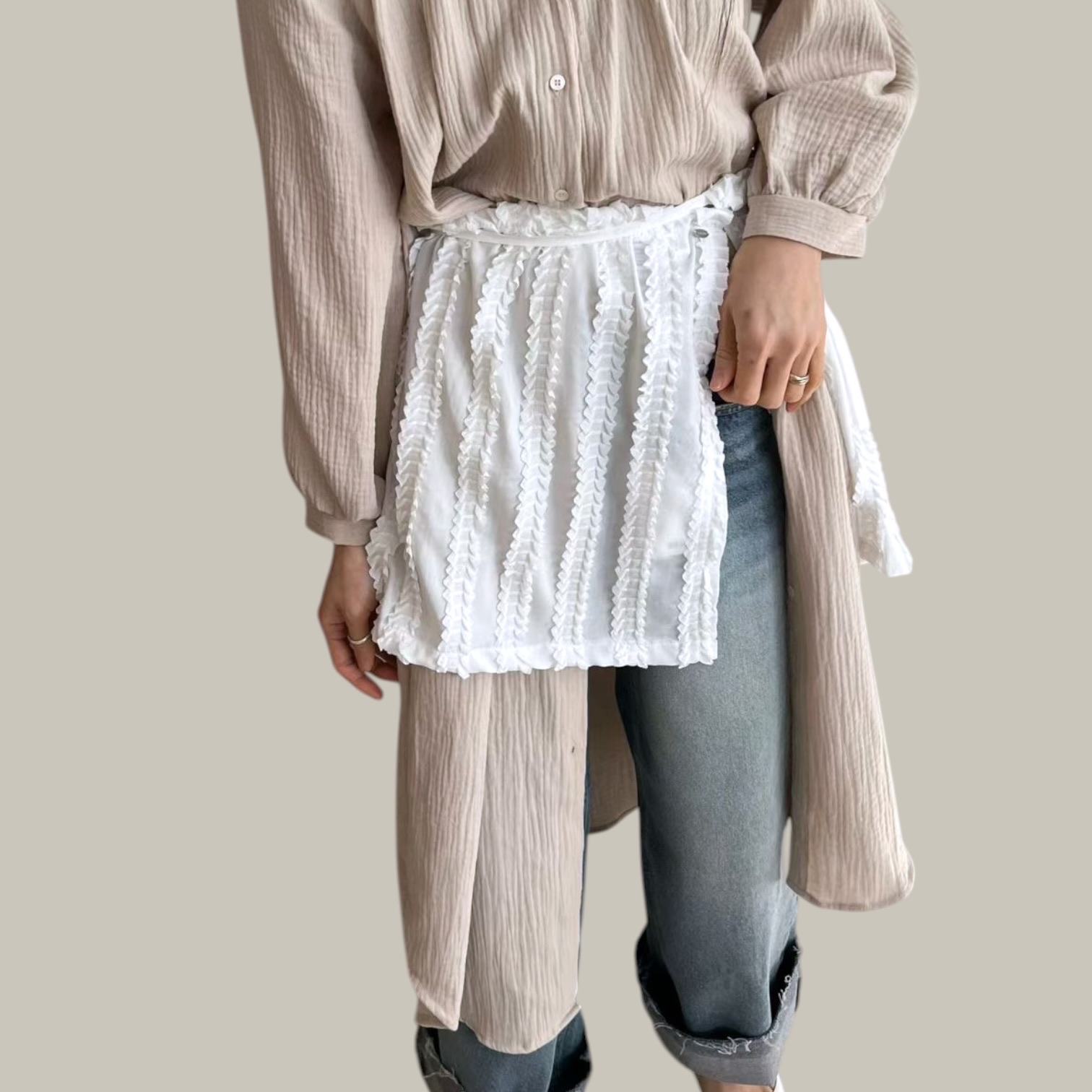 221018 立體直紋綁帶裙