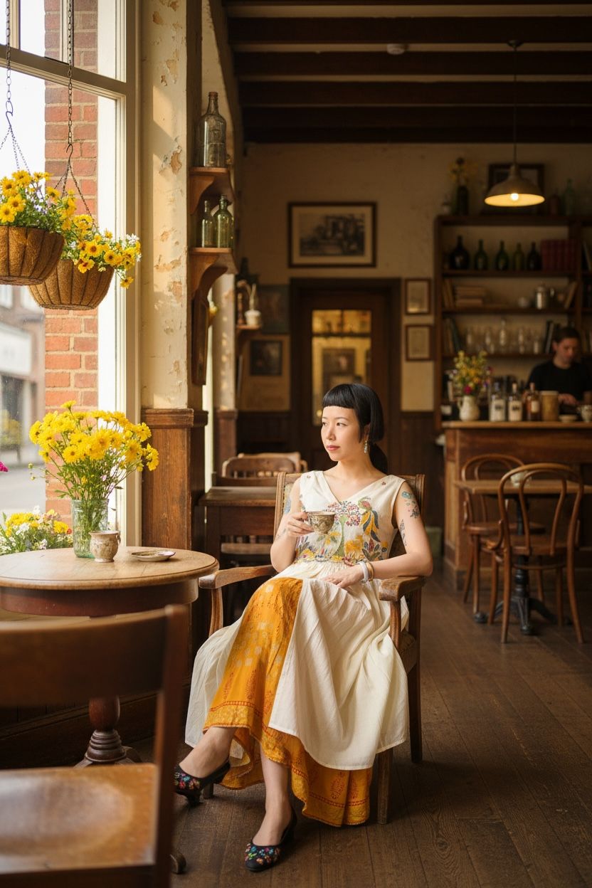 1640 Zoo Emb. Beige Sleeveless Top 44.5"