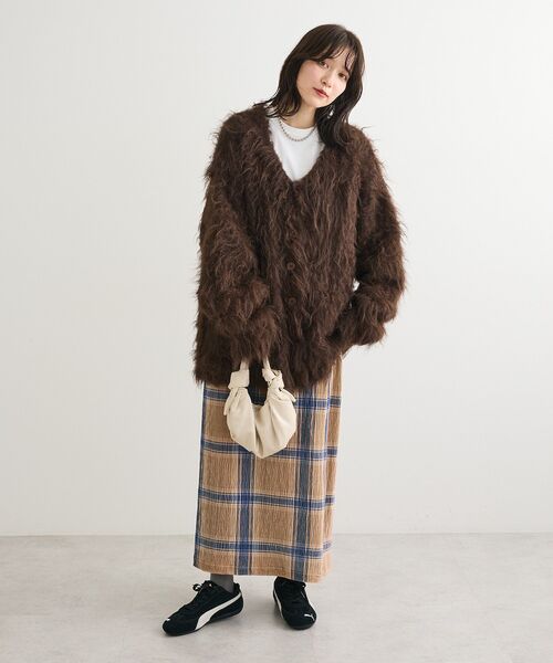 絲絨格紋直身裙