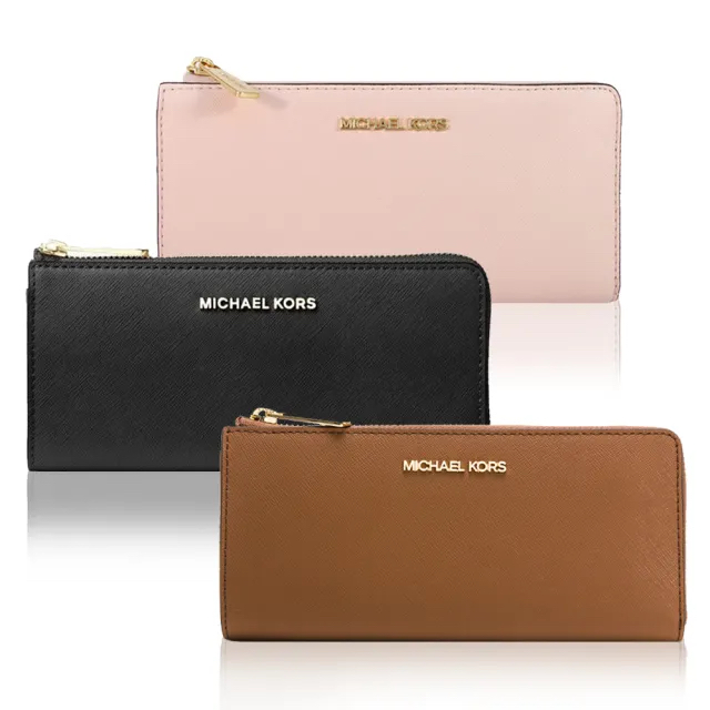 加拿大直送預購  Michael Kors金字防刮皮革 拉鍊式薄長夾 MK金屬LOGO