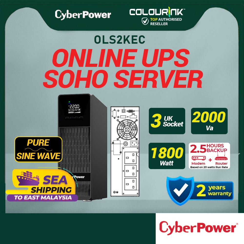 CYBERPOWER OLS1KEC Online Double Conversion UPS Backup Battery LCD Display Surge Protection NAS