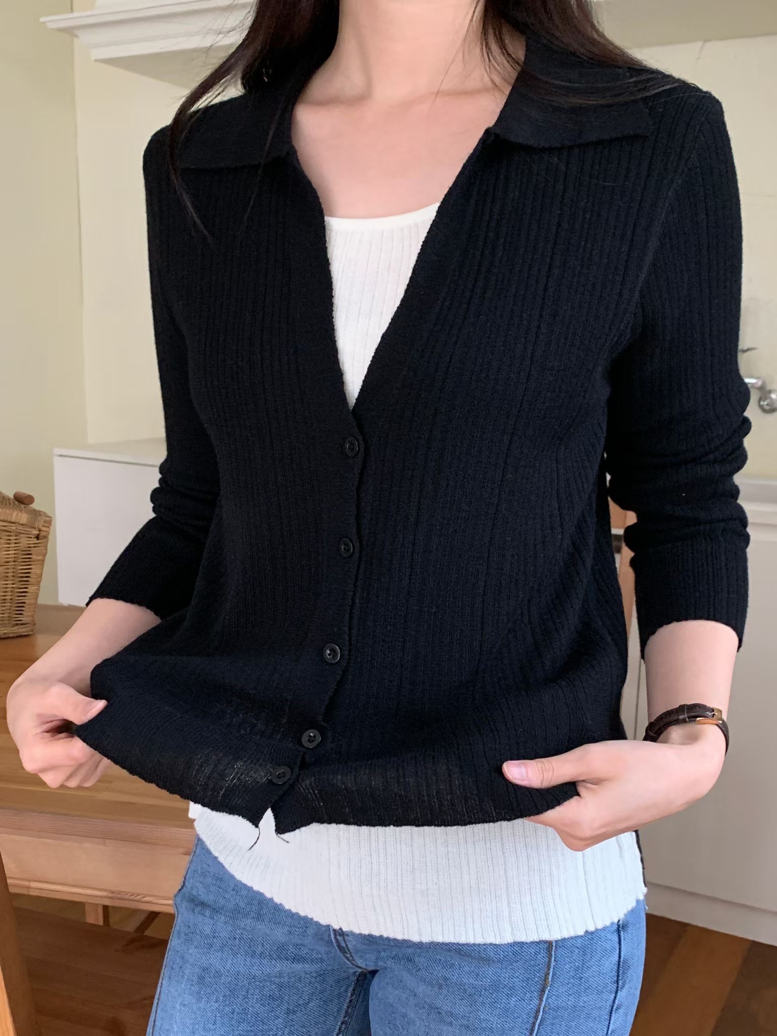 假2件開胸薄針織