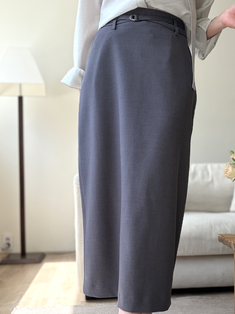 Colette Layered Belted Skirt (Charcoal)