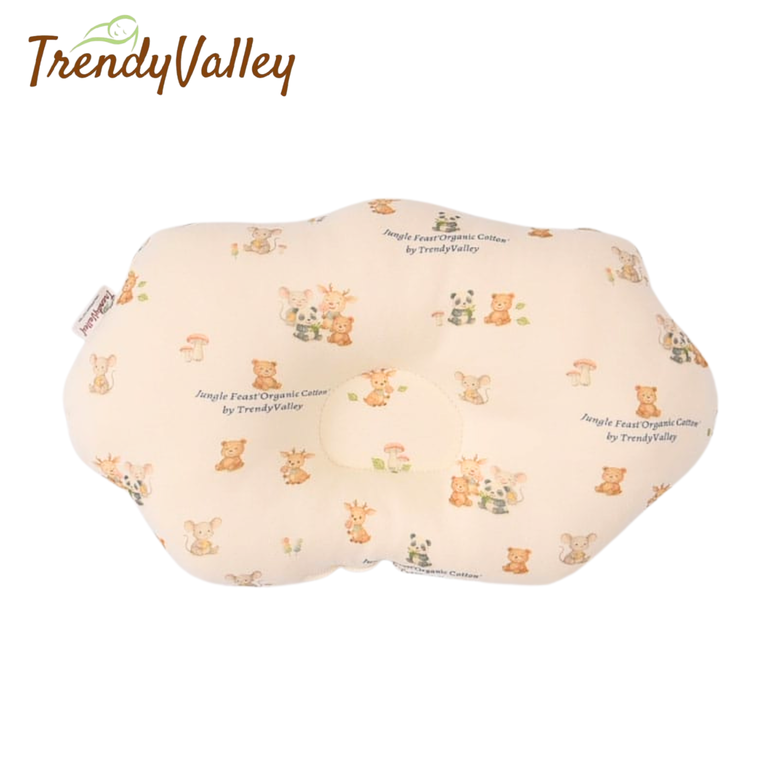 Trendyvalley Organic Cotton Baby Newborn Head Protection Dimple Pillow