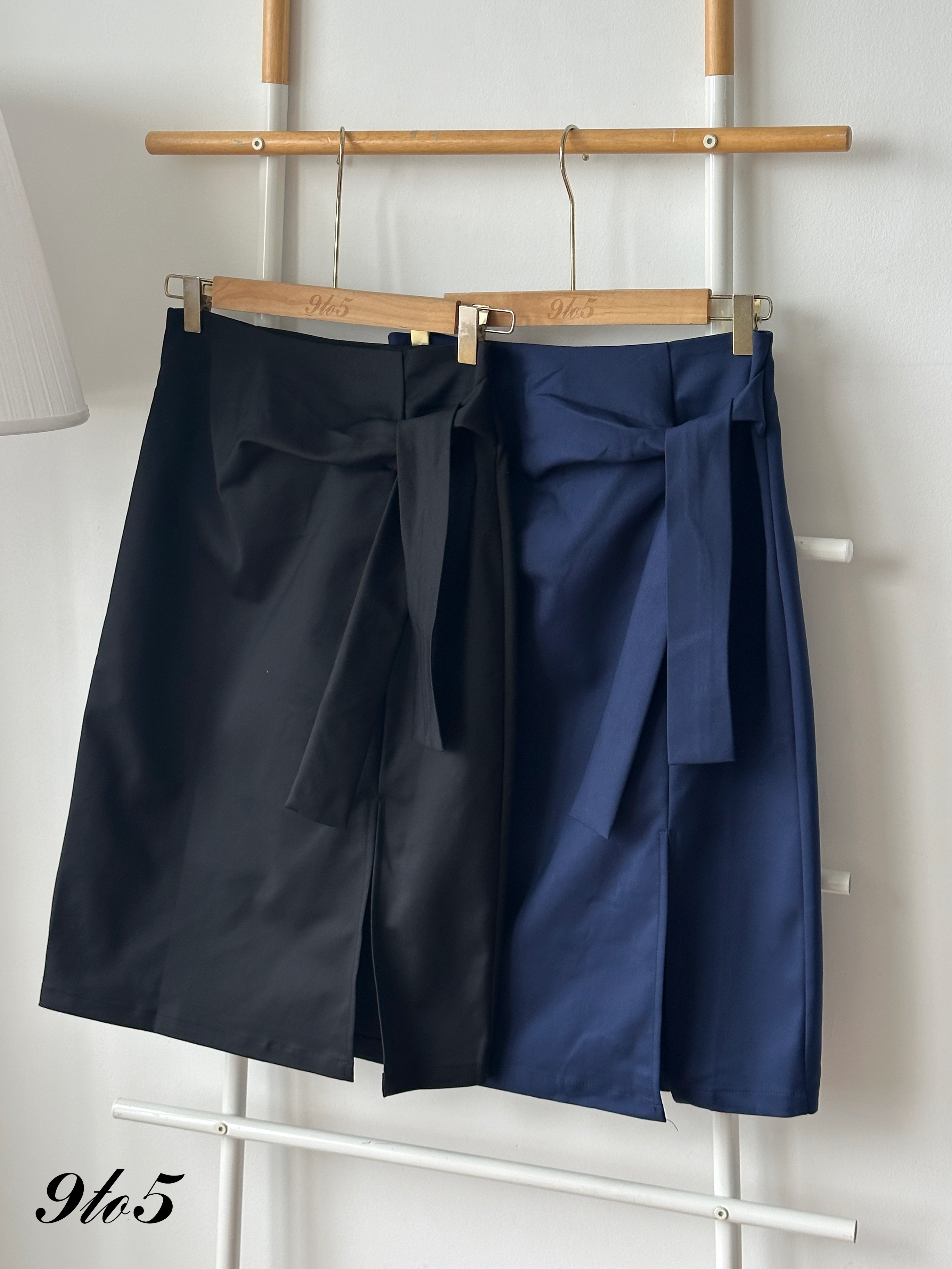 S1978 Side-tie Pencil Skirt - Black & Blue