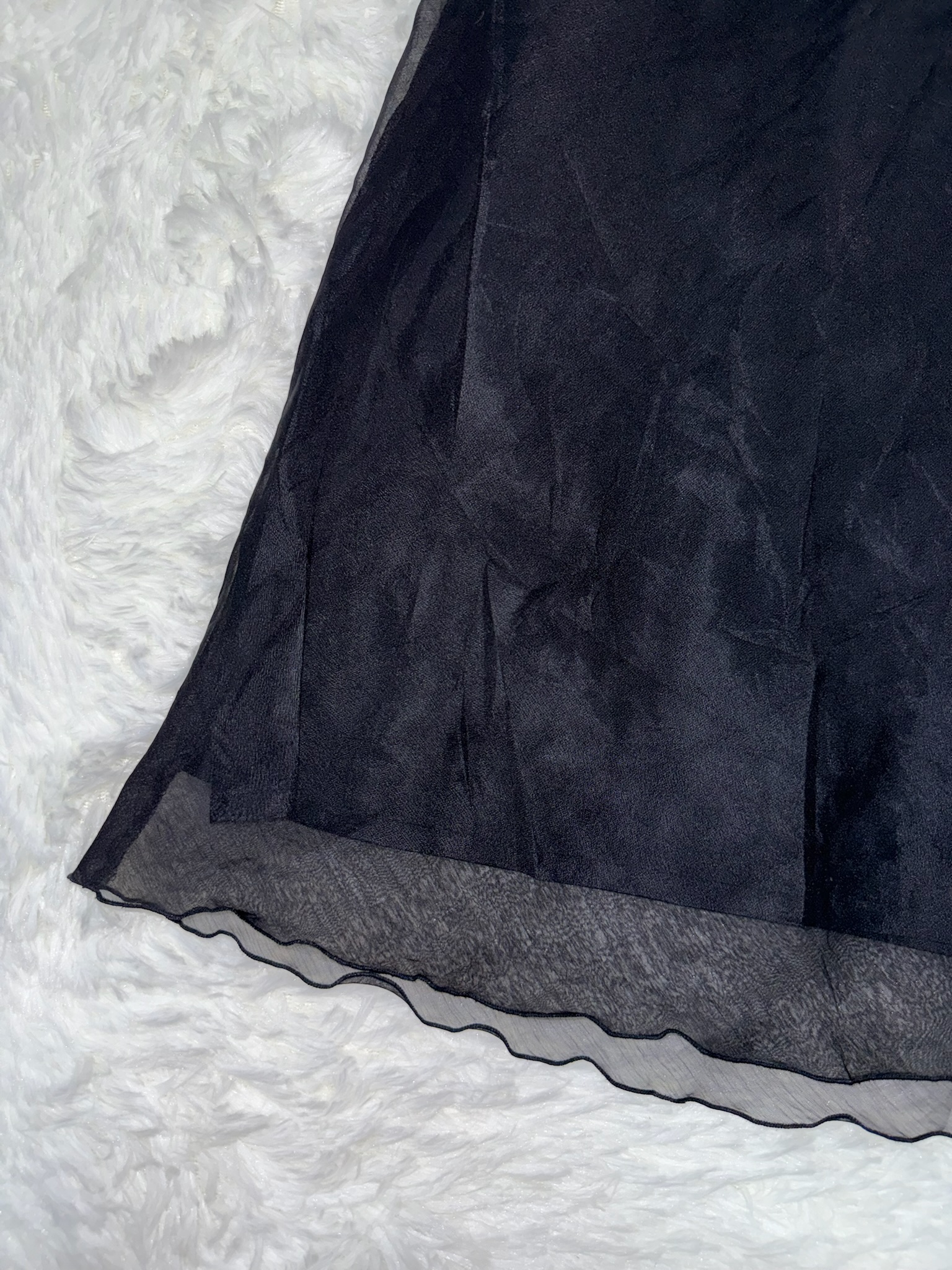 Double Layer High-Waisted Skirt with Lettuce Edge Hem