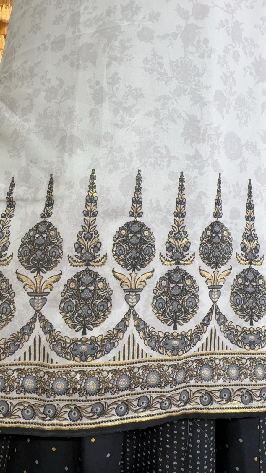 2619 Light Gery Traditional Golden Emb. Kurta