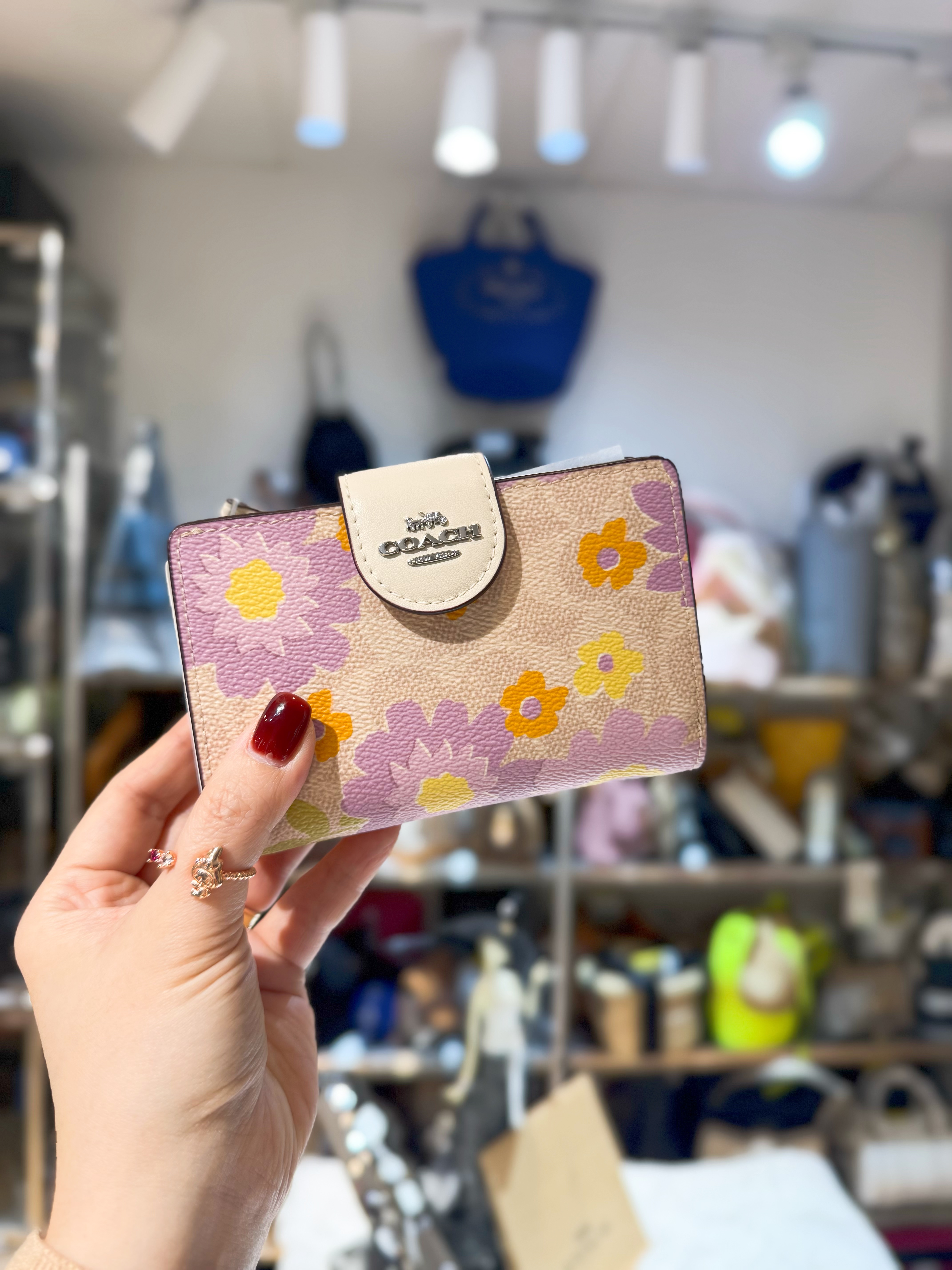 Coach medium wallet flora/purple