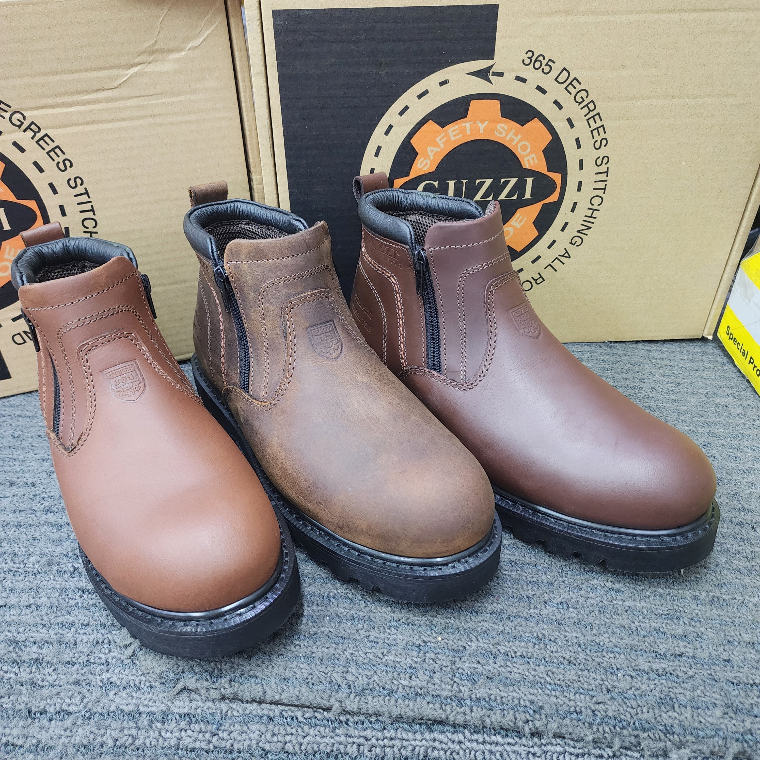 GUZZI SAFETY SHOES 932 GOODYEAR WELT STITCHING DOUBLE ZIP MID CUT G2 G4 G13 KASUT KESELAMATAN