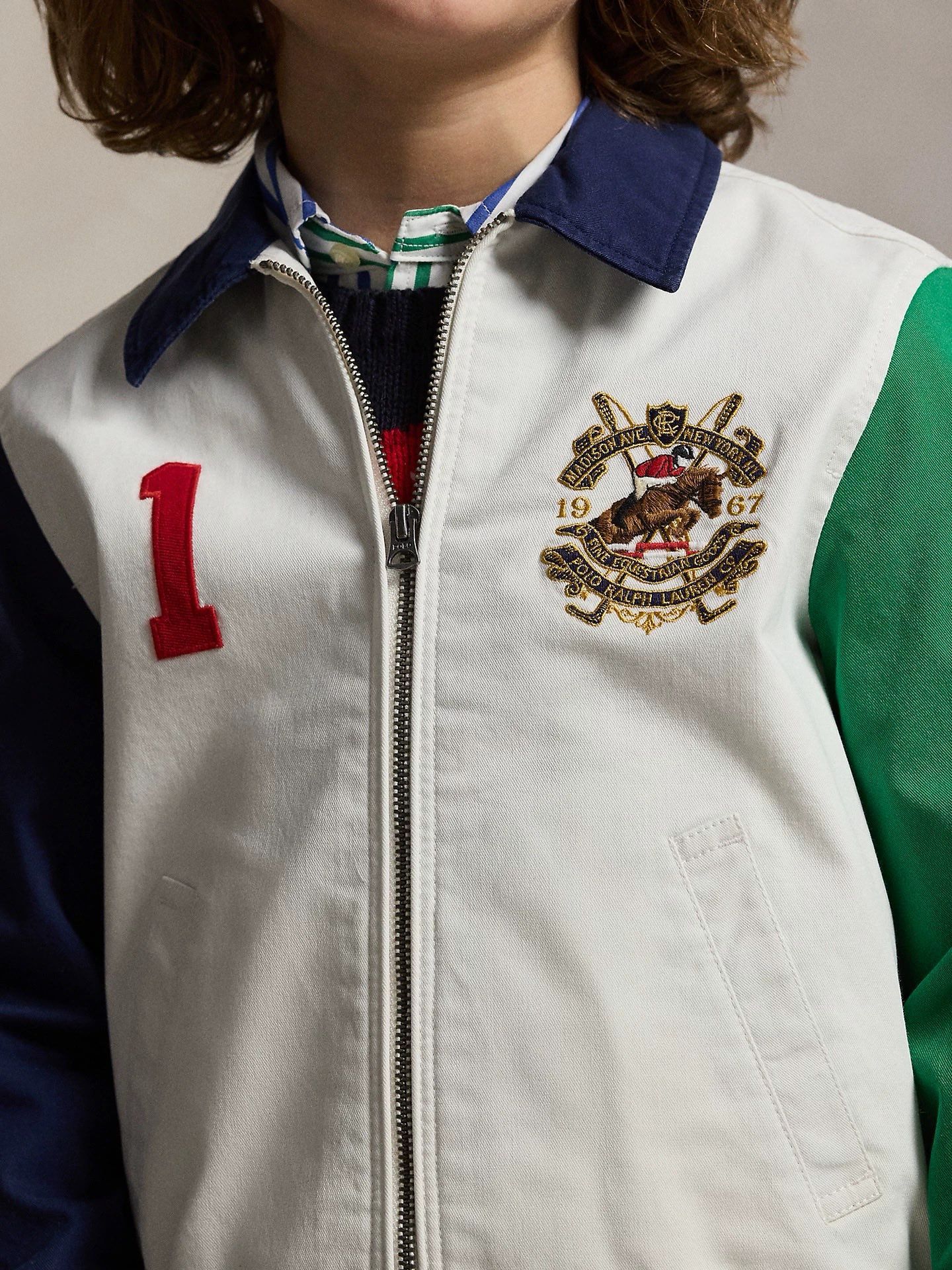 $188件。廠單RL polo 新款綠拼色刺繡外套