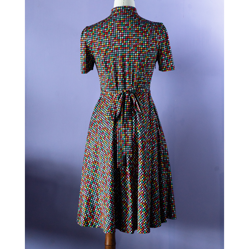 (Ready-Made) 1970s Style Disco and Choker Collar Skater Dress (FM169)
