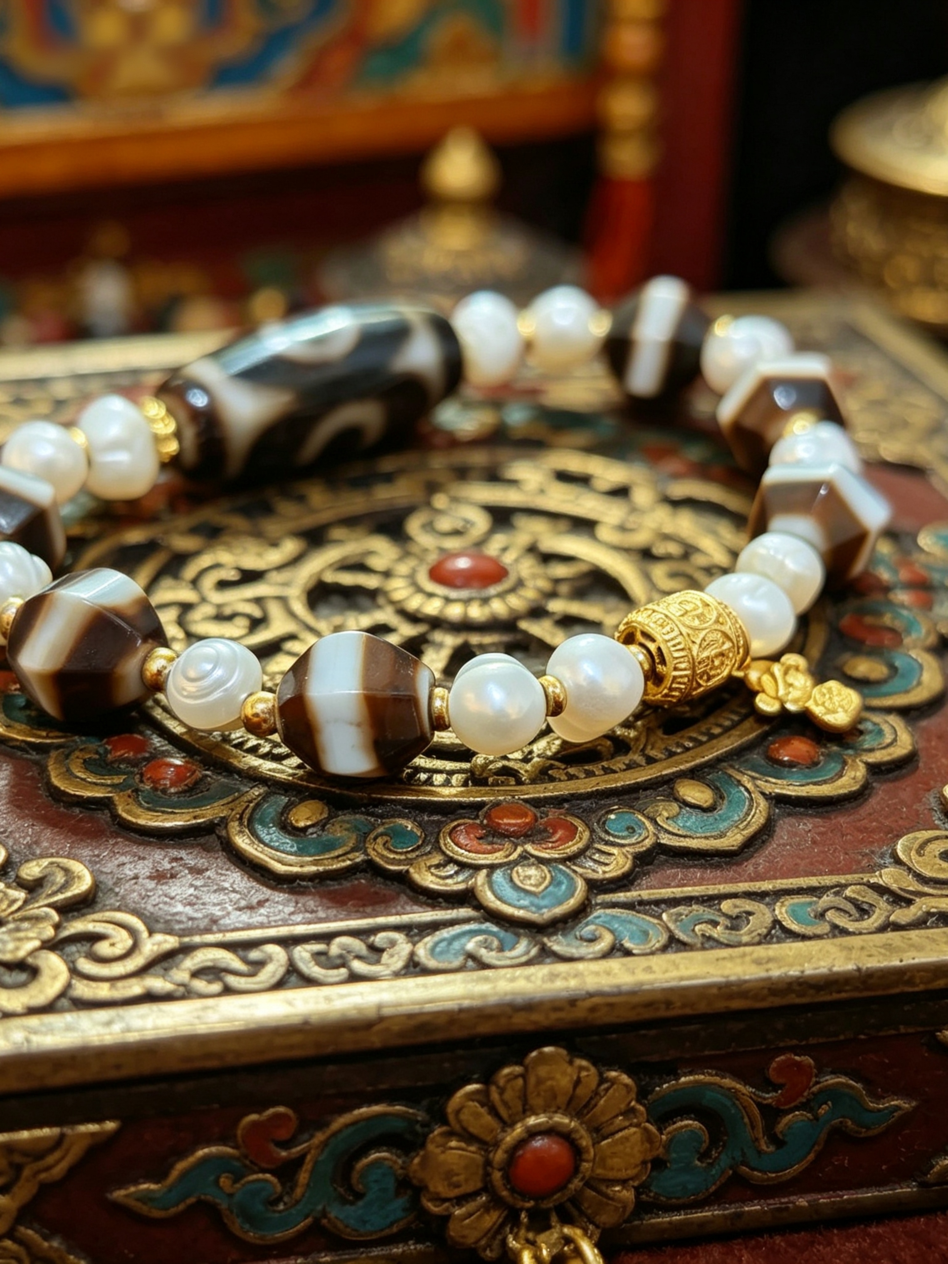 「黑白三眼天珠」26045