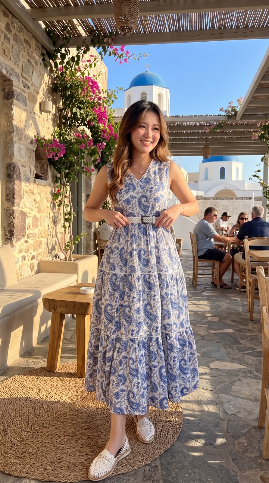 2611 White Blue Paisley Pure Cotton 3 Layers OP