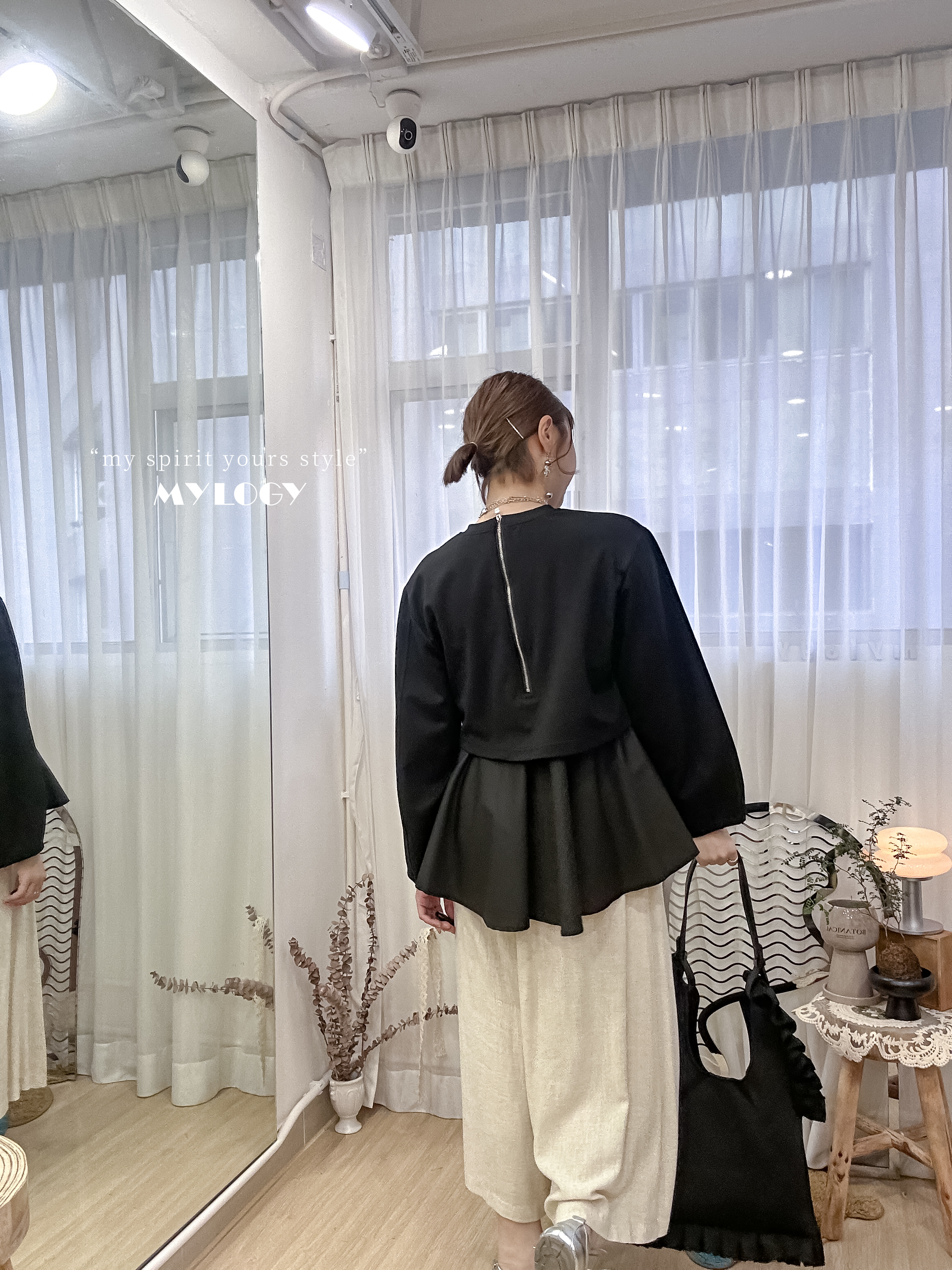 日系成熟柔和感～假2件氣質裙擺衛衣 IL0004