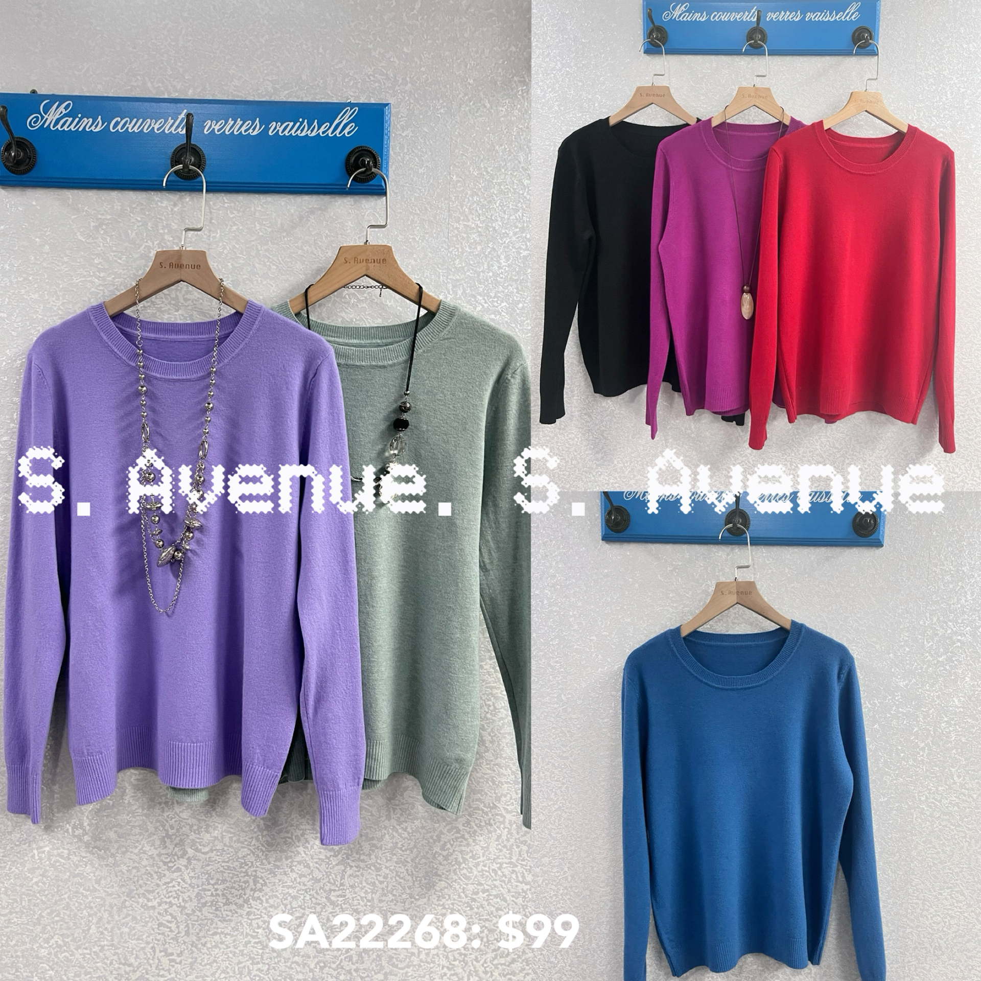 SA22268: 長袖圓領淨色線冷top