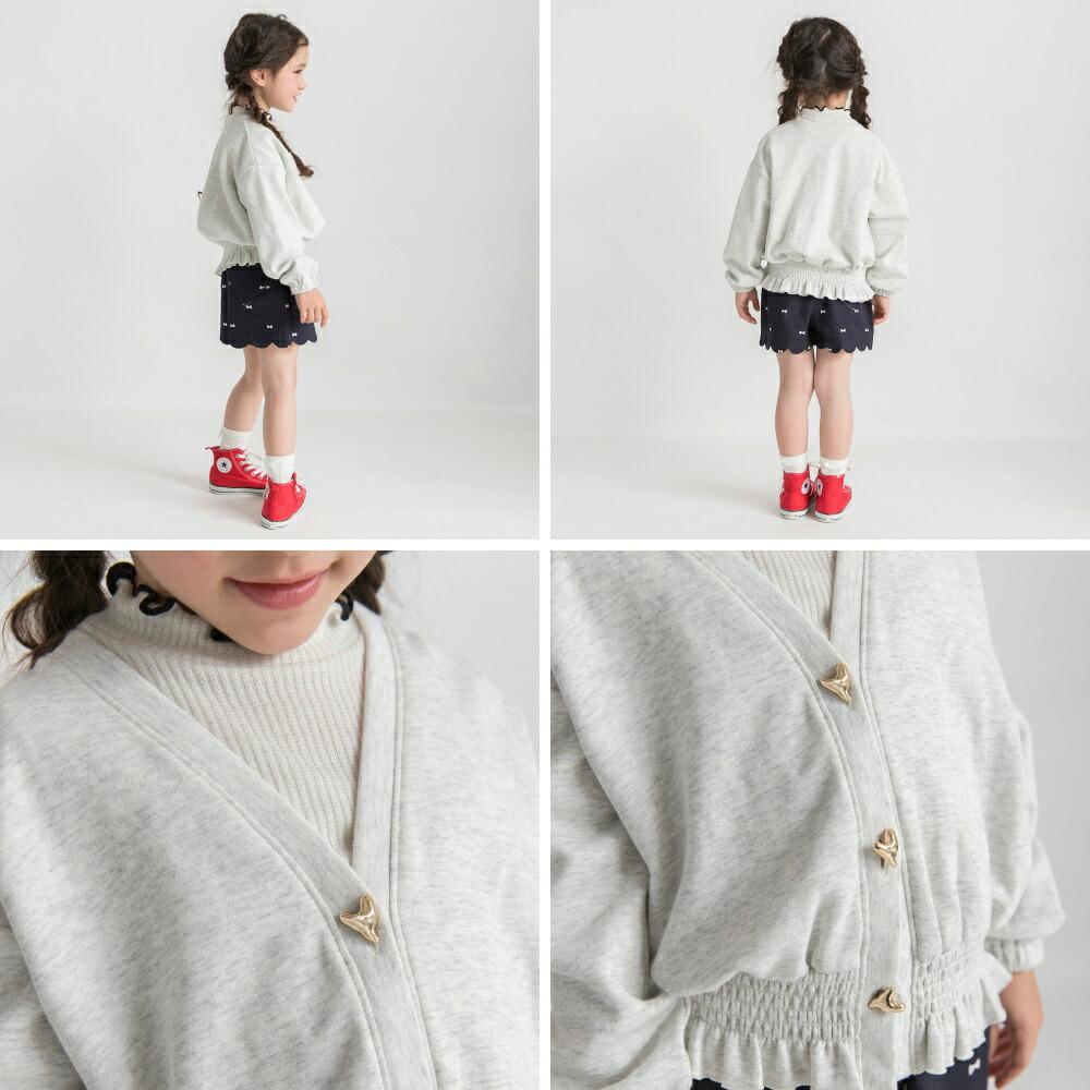 🆕【⭐訂購⭐】🌀金屬心形鈕扣 束腰荷葉邊 外套［2款選］🌀 [ELBA-0123][260301]