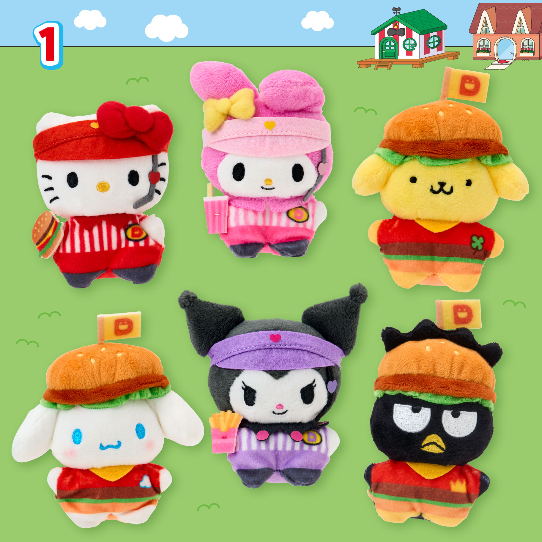 🎀【預訂】Hello Kitty & Friends Super Cute Adventures 漢堡包店員造型公仔