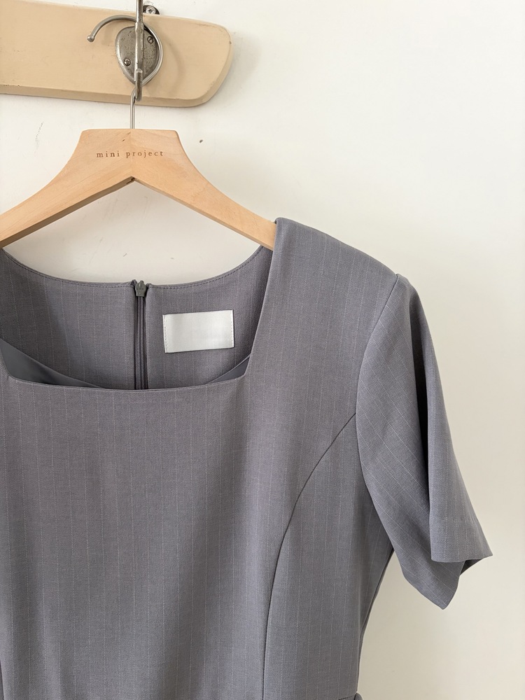 Asymmetric Striped Dress (Grey)