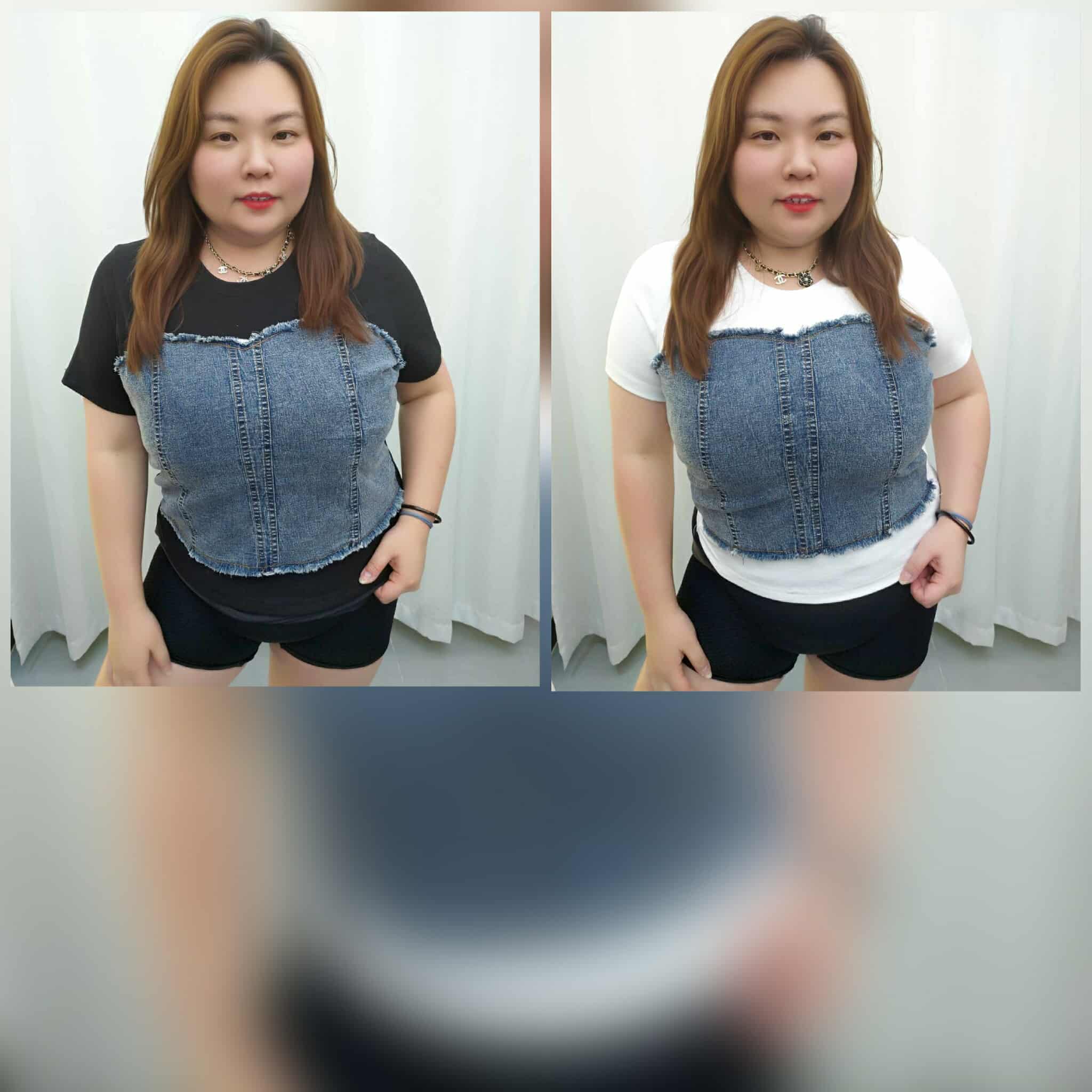 TW#6092 拼接牛仔设计上衣