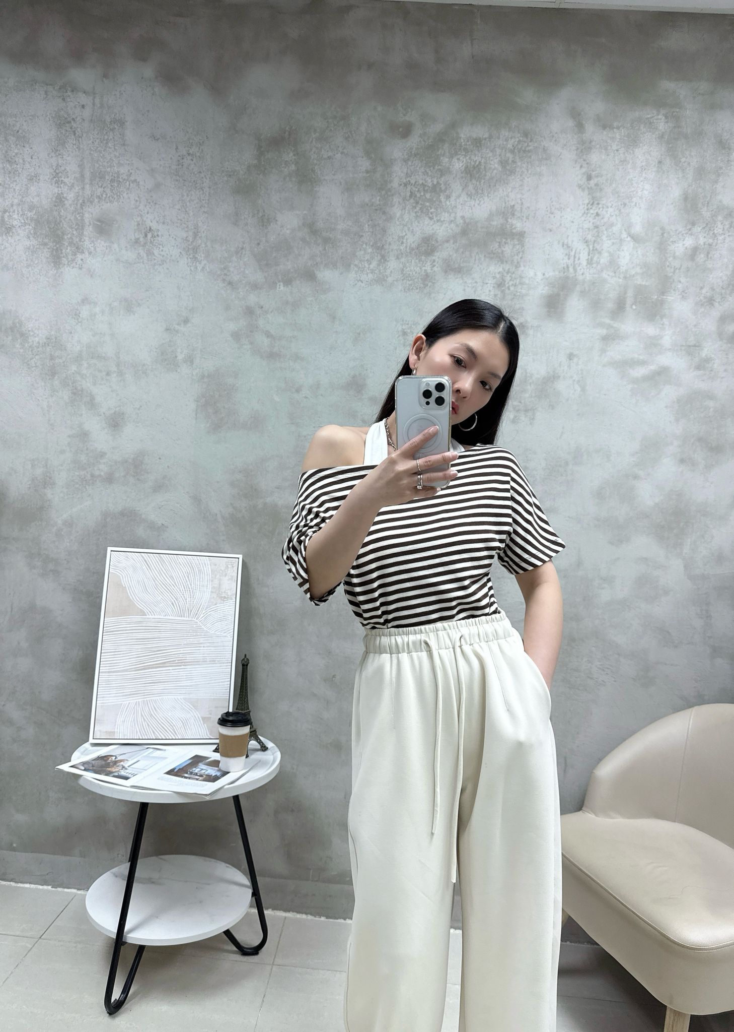 C08 假兩件橫間Top