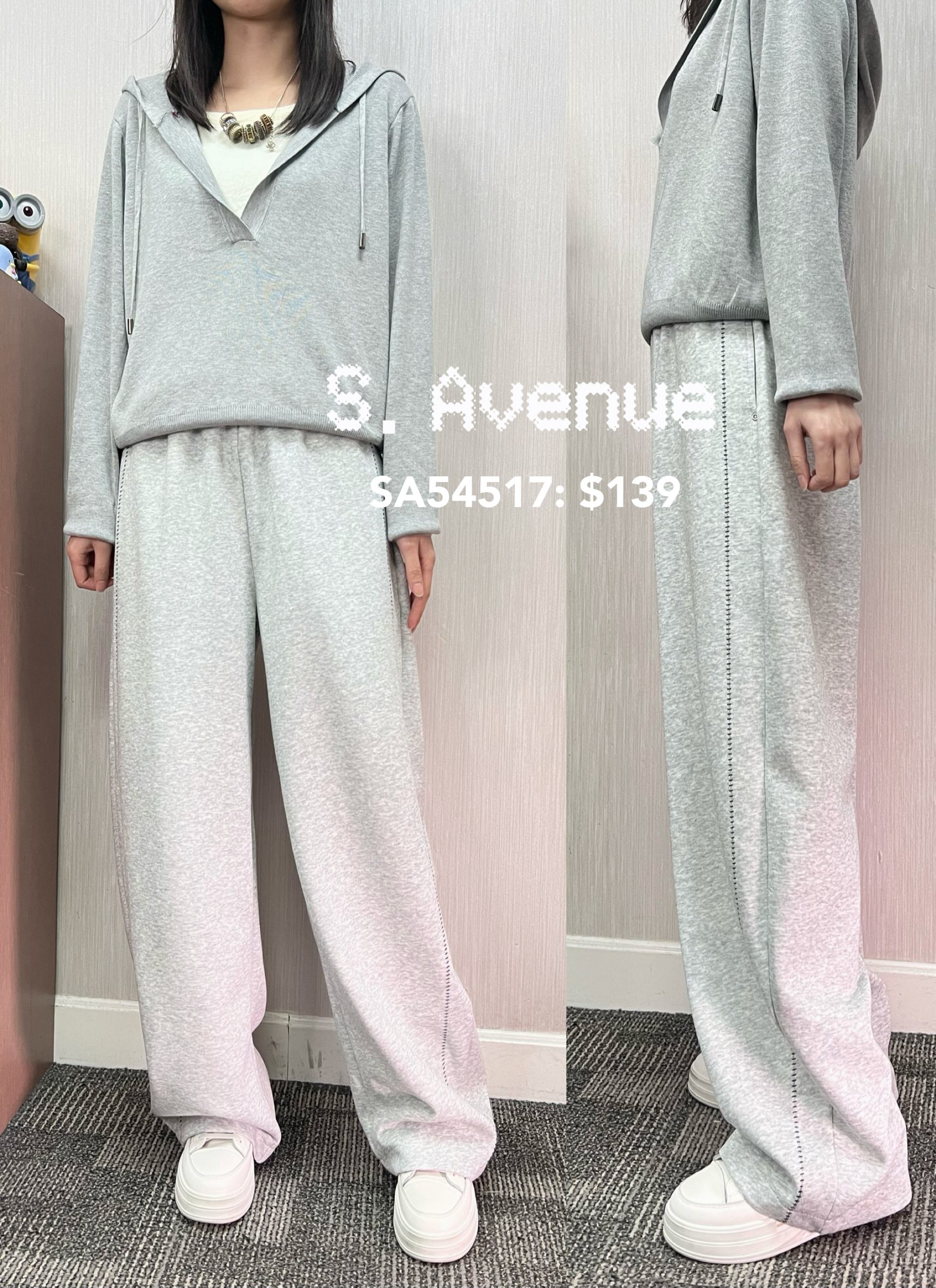 SA54517: 橡筋腰側車線邊彎刀褲