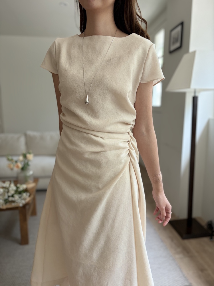 Belle Ruched Dress (Cream)