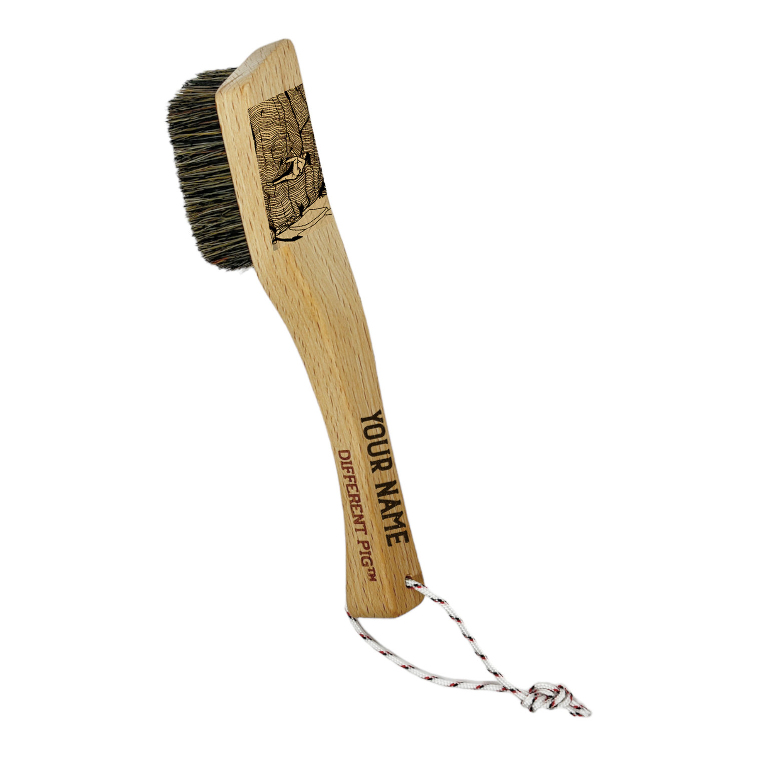 【來圖訂製】𝗗𝗜𝗙𝗙𝗘𝗥𝗘𝗡𝗧 𝗣𝗜𝗚™ OG brush with paracord fully customised by you 刻圖大豬攀岩掃