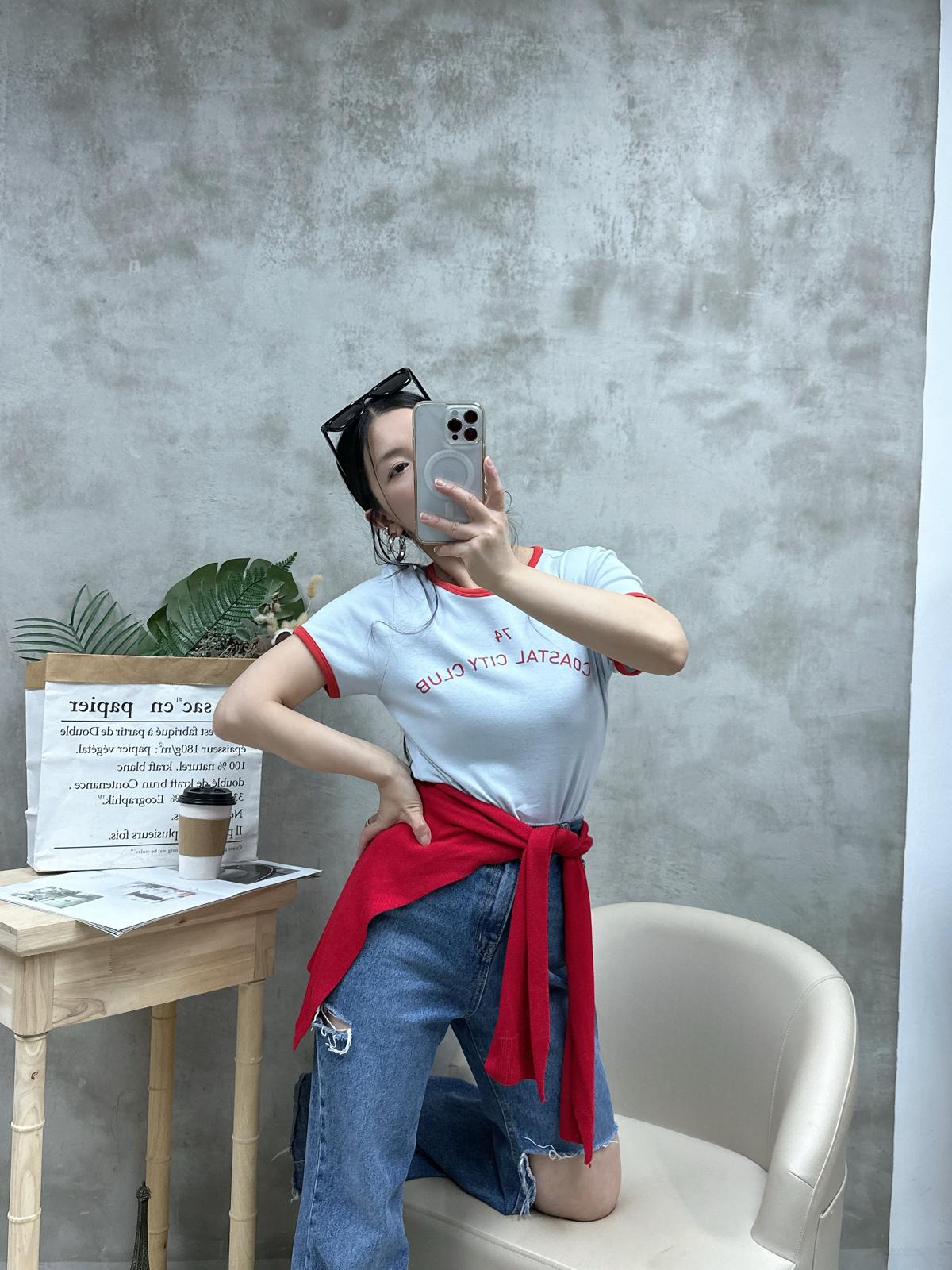 K07 拼色領Tee