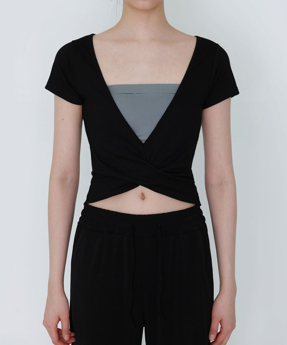 預購_DEVI-T0158 Release twist short sleeve by Devi wear