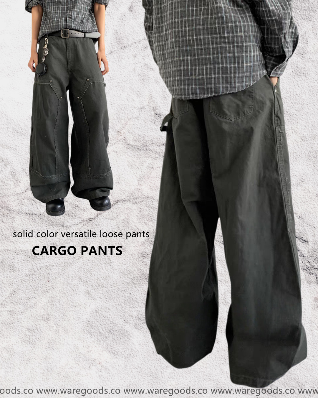 W3157 設計感口袋直筒工裝褲