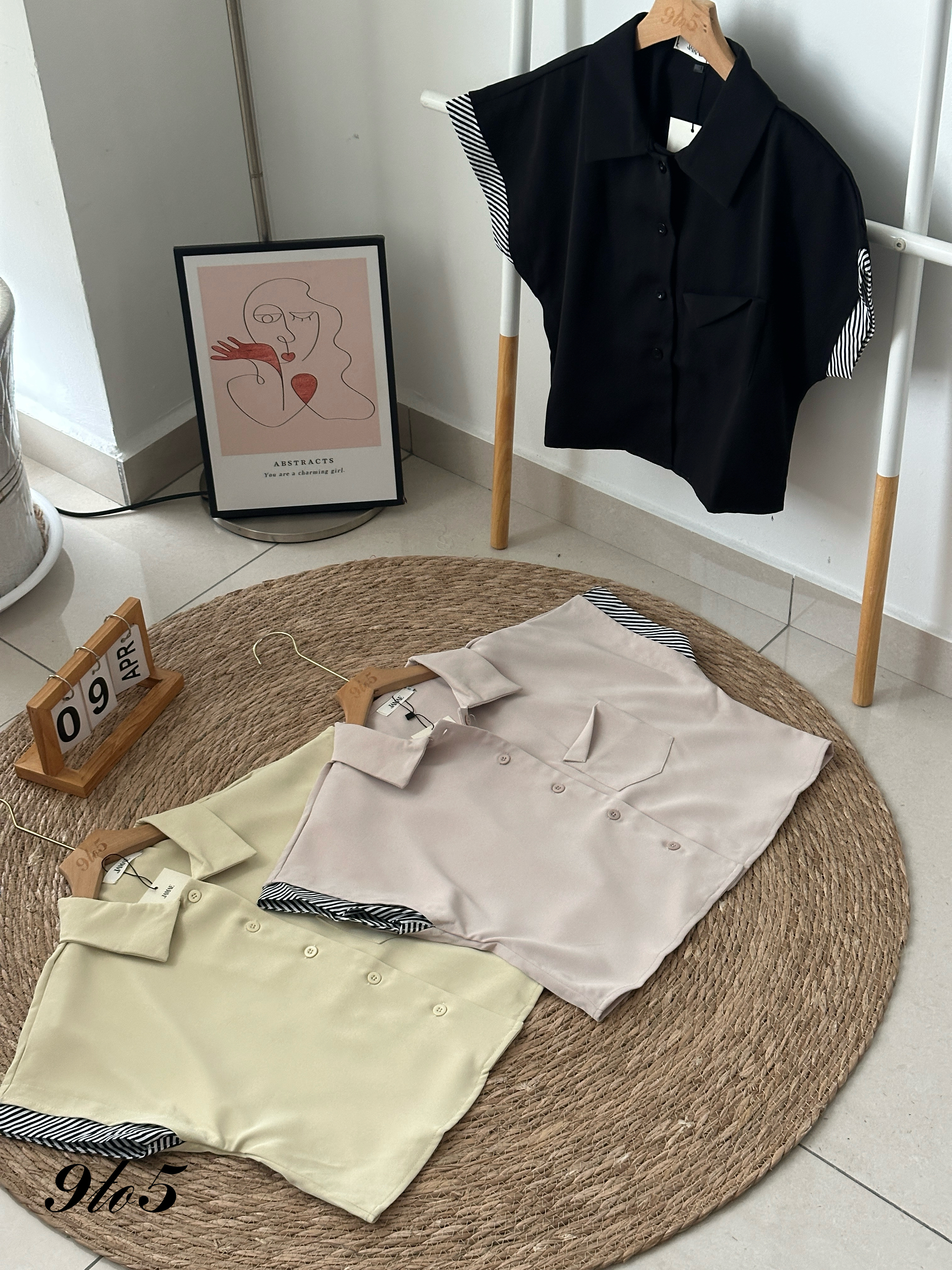 T4089 Butterfly Sleeve Crop Shirt - 3 Colors