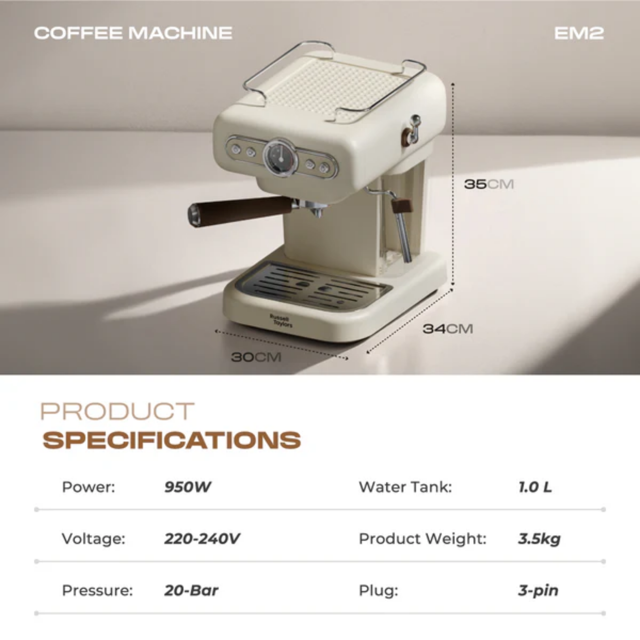 Russell Taylors 20-Bar Retro Espresso Maker (EM2)