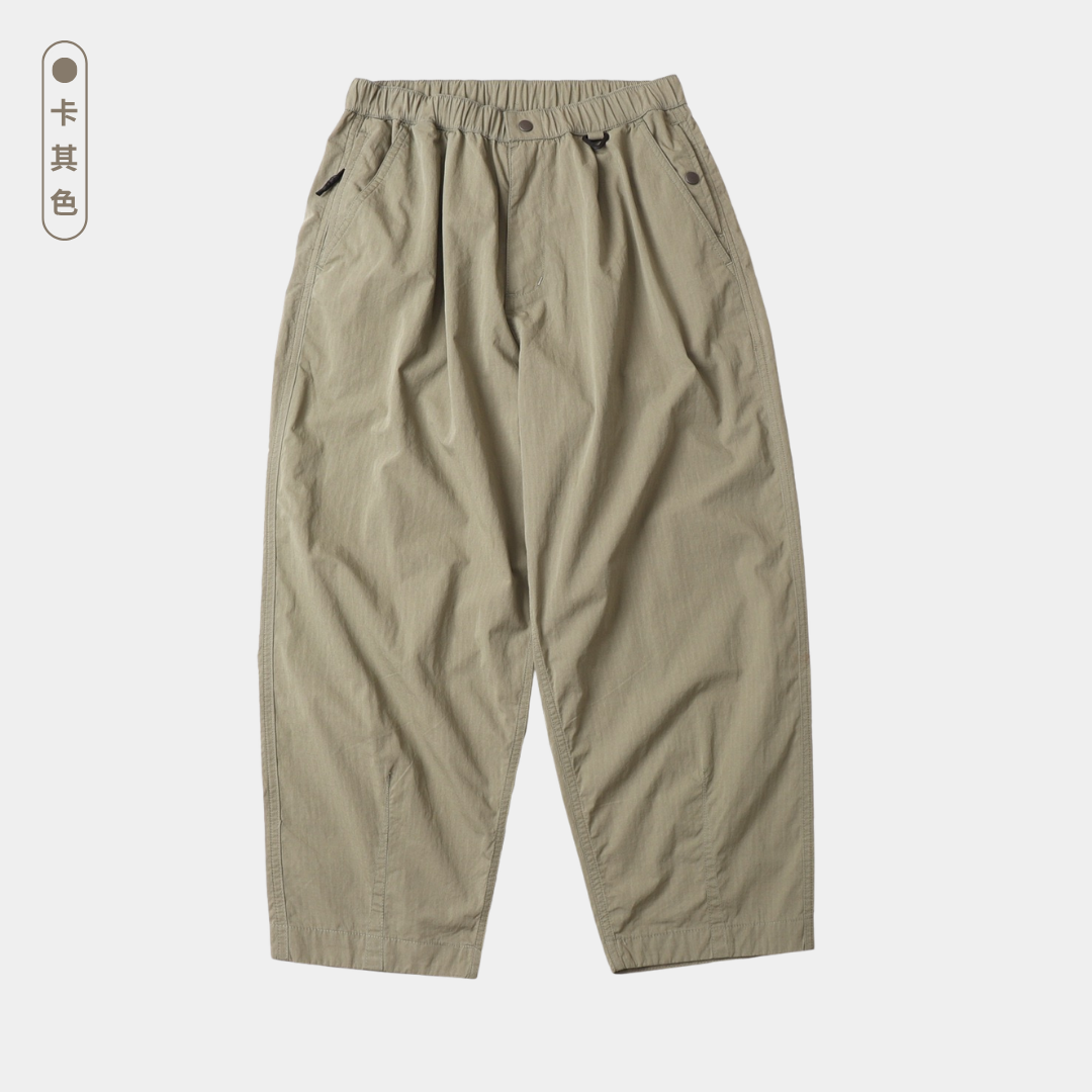 寬版格紋九分褲