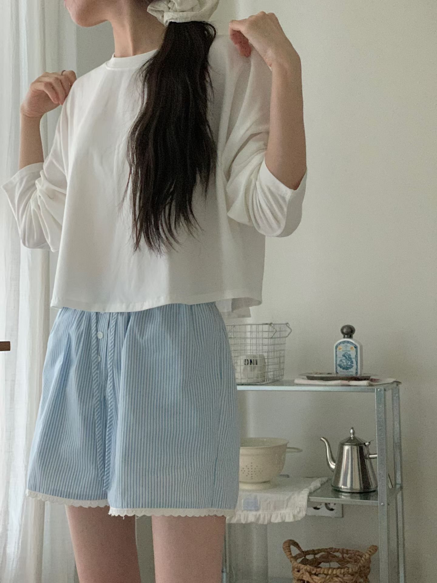 221638 淨色長袖短Tee