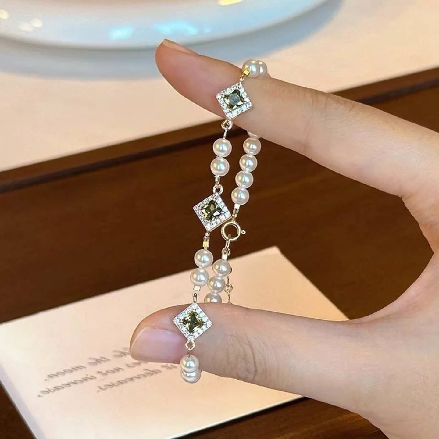 橄榄绿菱形满天星辰手链 🇨🇳