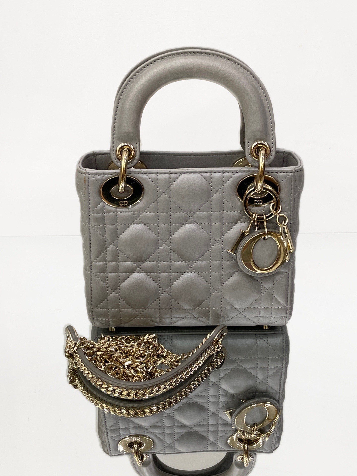 【預訂貨品】DIOR三格珠光灰戴妃包