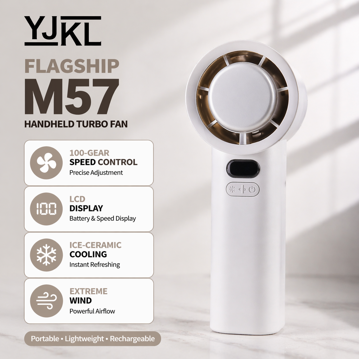 YJKL Ice-Ceramic Cooling Fan – Portable Instant Cooling Power